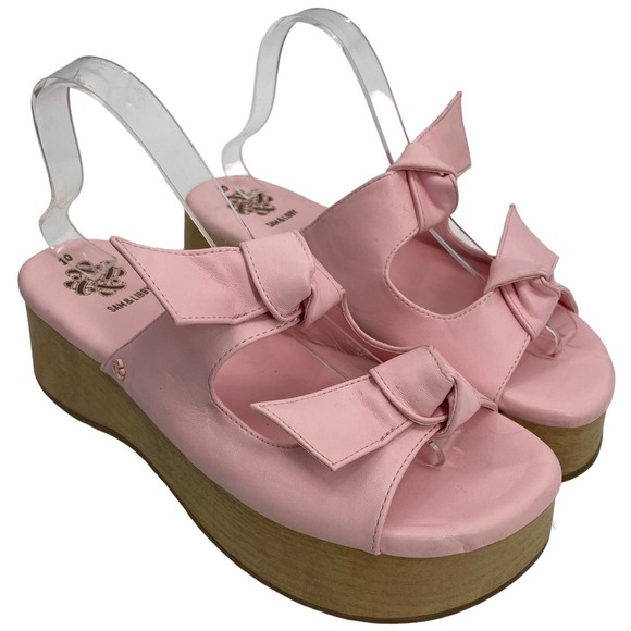 Sam & Libby Shoes - Sam & Libby Indie Womens SZ 10 Bow Y2K Platform Mules Pink Barbie Doll Sandals